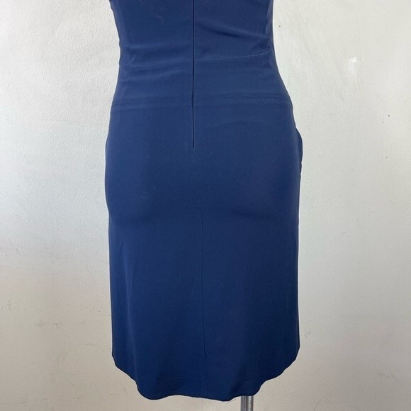 Rouge a Levres Navy Blue Office Work Career Sleeveless Sheath Dress 40 XS Belted - Picture 9 of 14